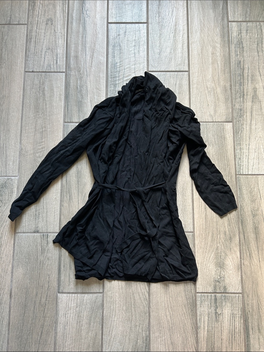 Zara Black Belted Longline Cardigan